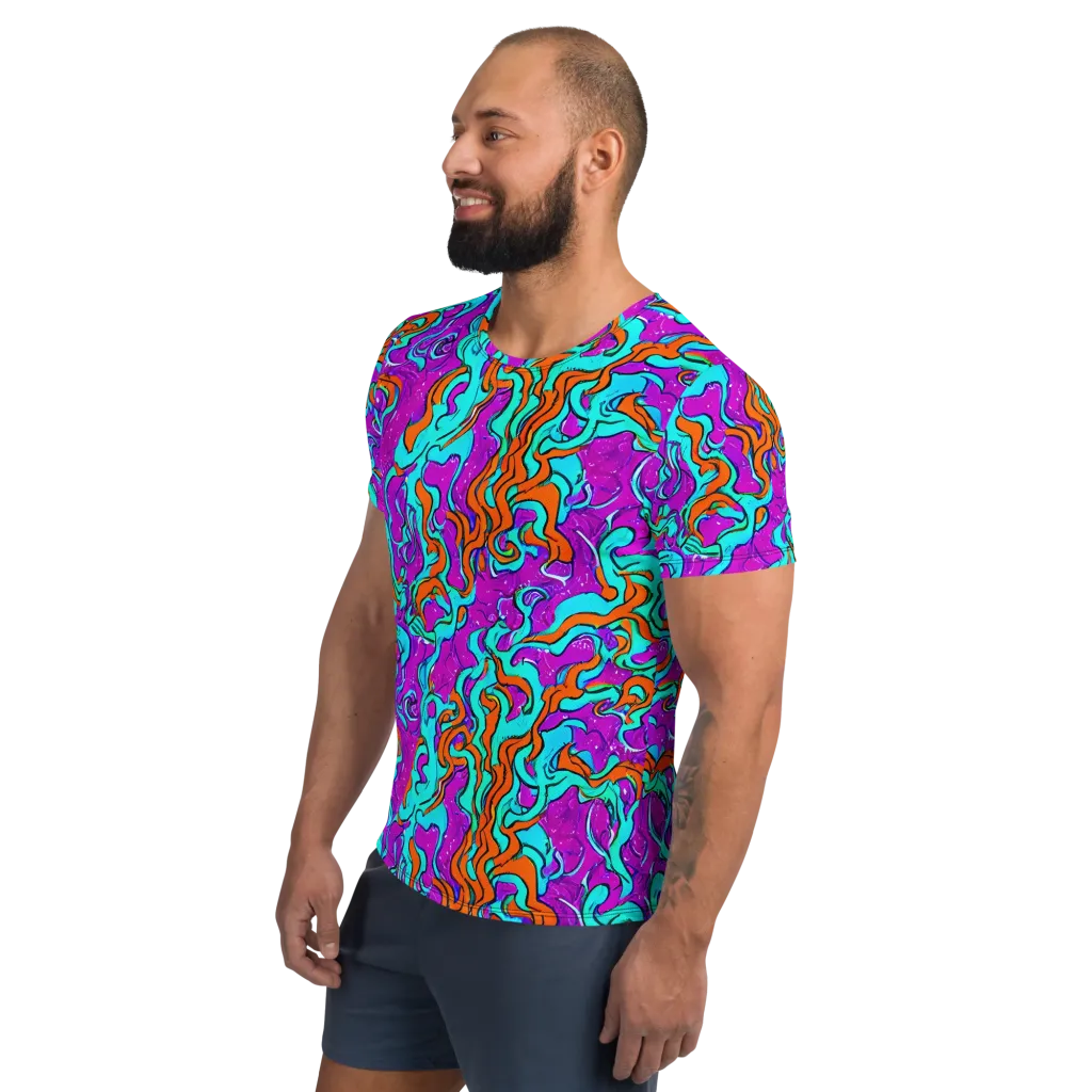 Psychic Ribbons on Men's Athletic T-Shirt — Left