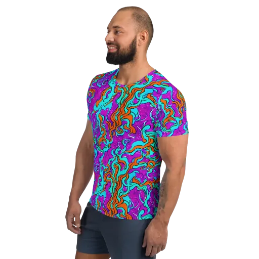 Psychic Ribbons on a Men's Athletic T-Shirt
