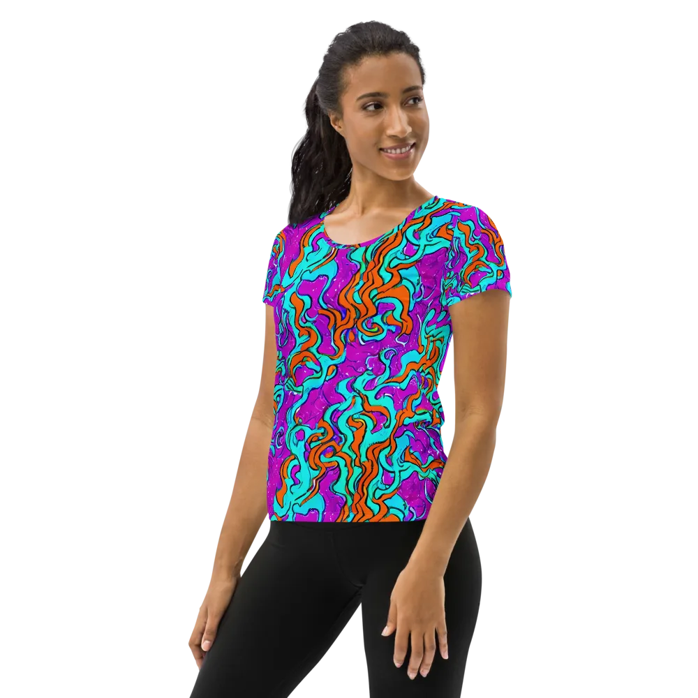 Psychic Ribbons on Women's Athletic T-Shirt — Left