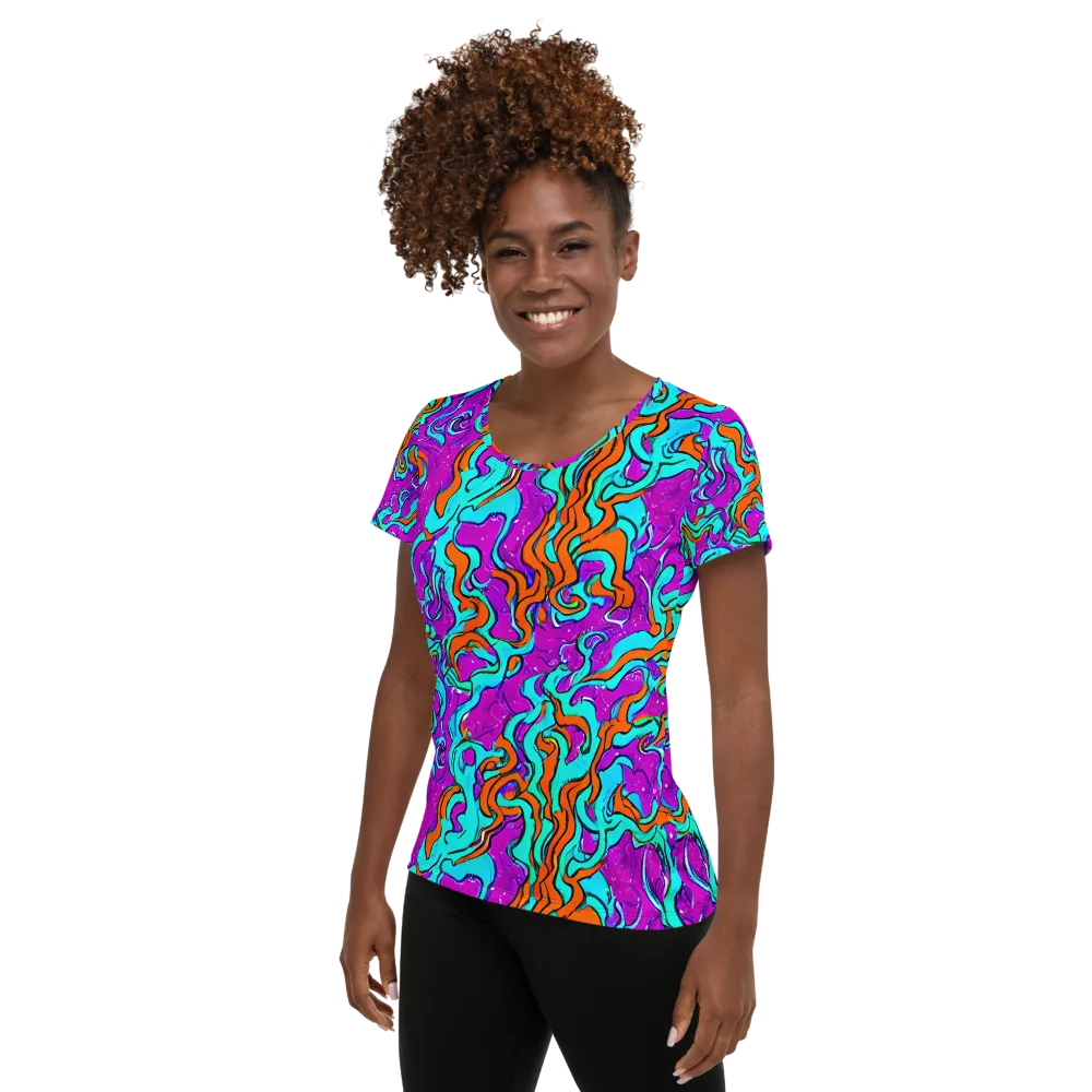 Psychic Ribbons on Women's Athletic T-Shirt — Left