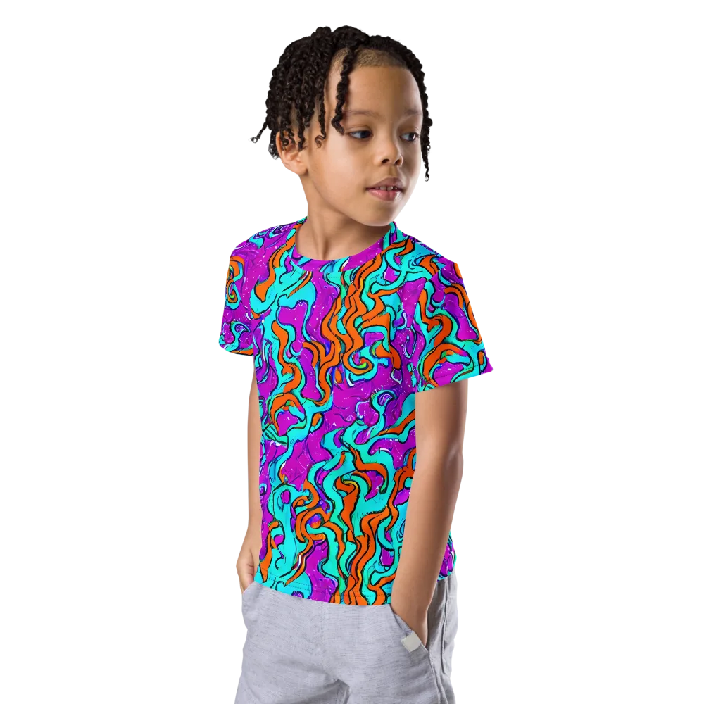 Psychic Ribbons on Kids Crew Neck T-Shirt — Left Front