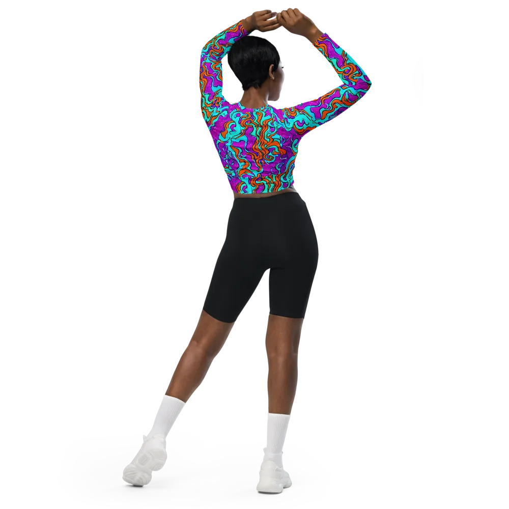 Psychic Ribbons on Long Sleeve Crop Top — Back
