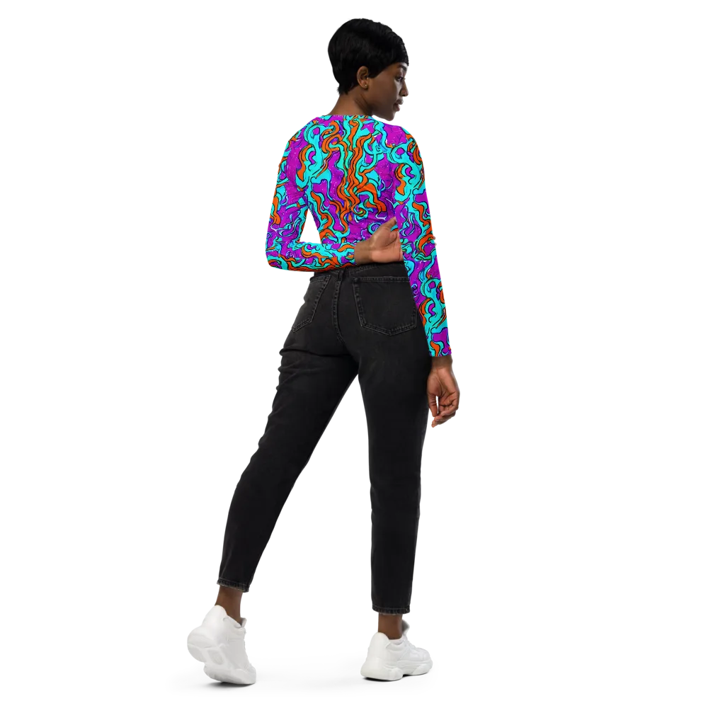 Psychic Ribbons on Long Sleeve Crop Top — Right Back
