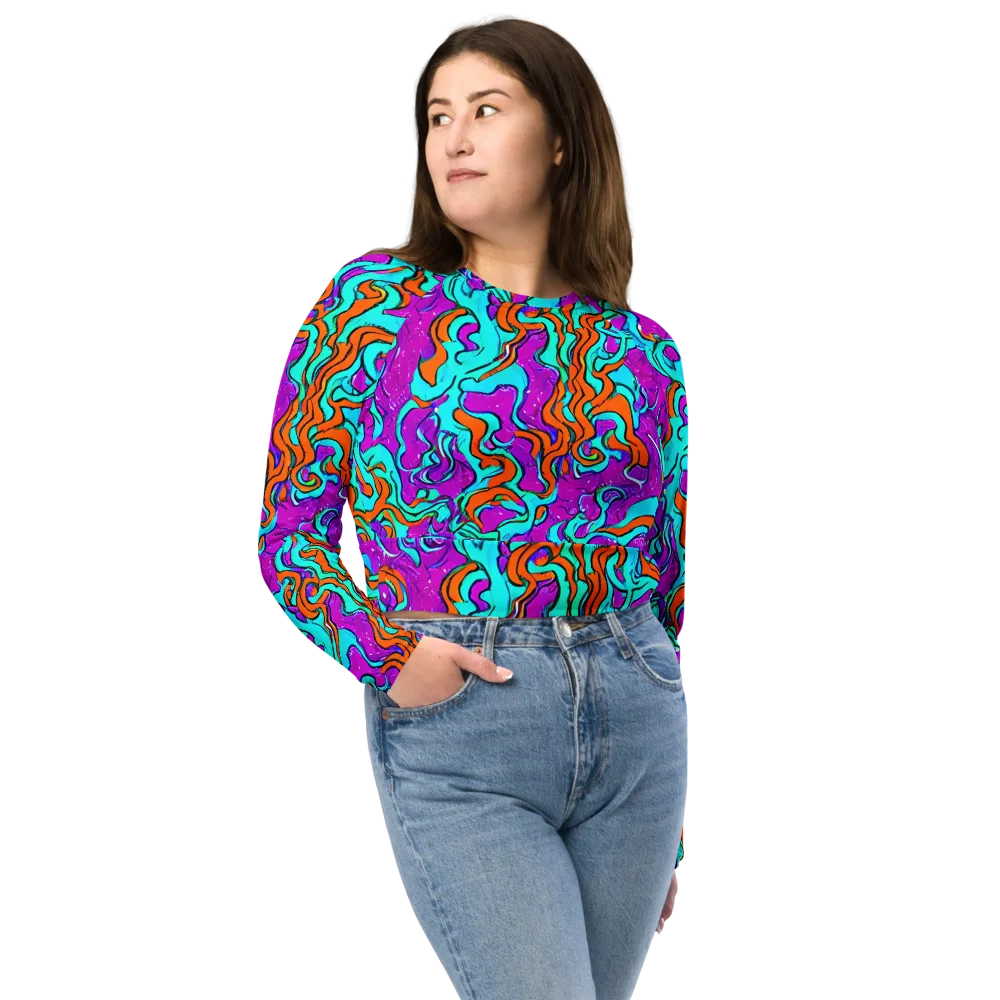 Psychic Ribbons on Long Sleeve Crop Top — Front