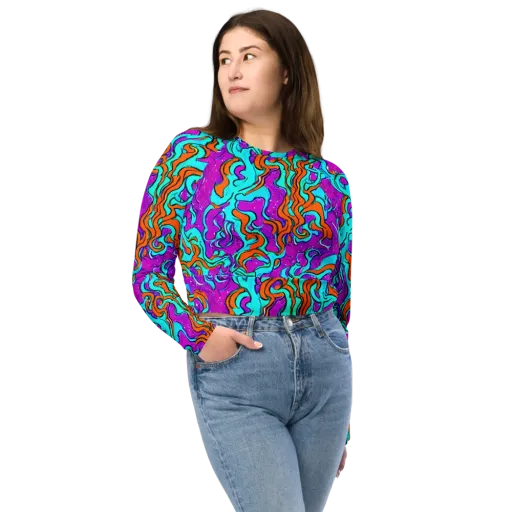 Psychic Ribbons on a Long Sleeve Crop Top