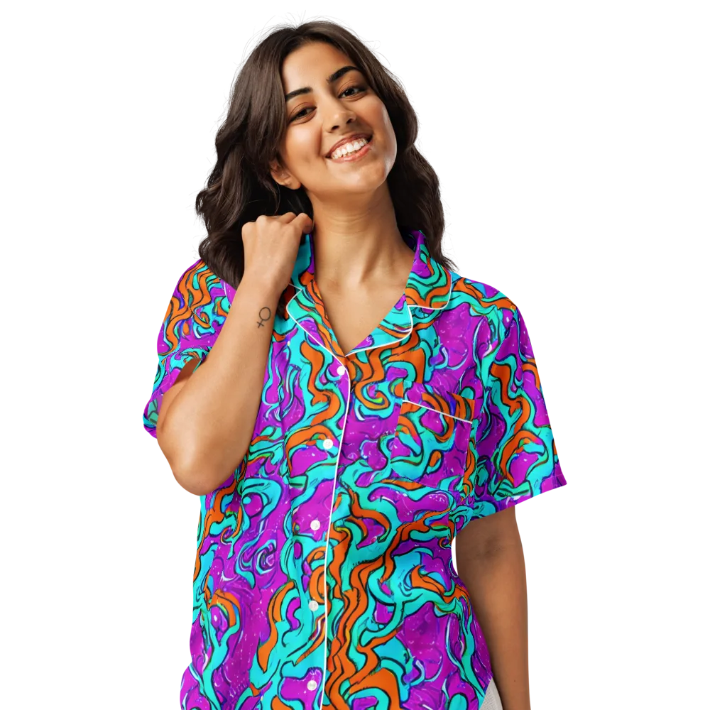 Psychic Ribbons on Women's Short Sleeve Pajama Top — Front