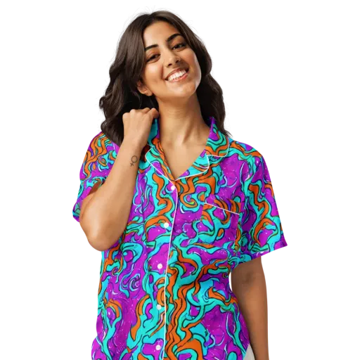 Psychic Ribbons on a Women's Short Sleeve Pajama Top