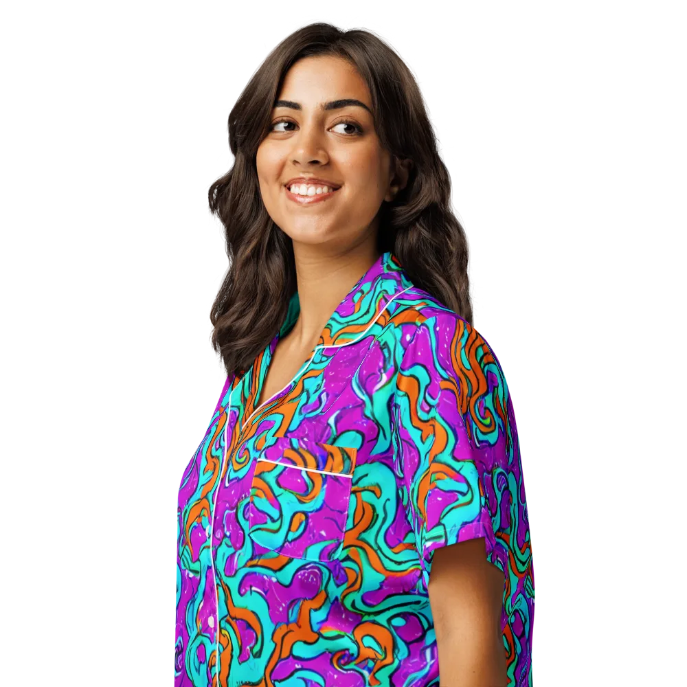 Psychic Ribbons on Women's Short Sleeve Pajama Top — Left Front