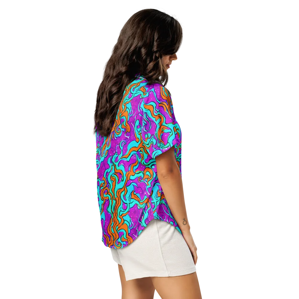 Psychic Ribbons on Women's Short Sleeve Pajama Top — Right Back