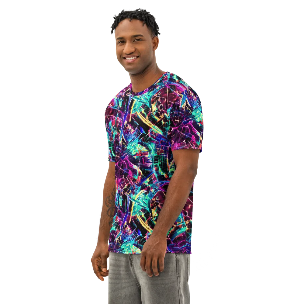 Plasma Pulse on Men's Cotton Crew Neck T-Shirt — Left Front