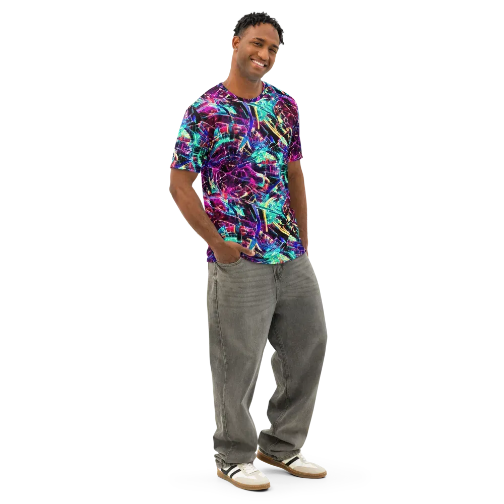 Plasma Pulse on Men's Cotton Crew Neck T-Shirt — Right Front