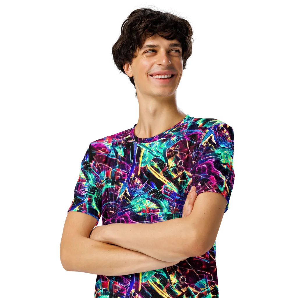 Plasma Pulse on Men's Crew Neck T-Shirt — Left Front