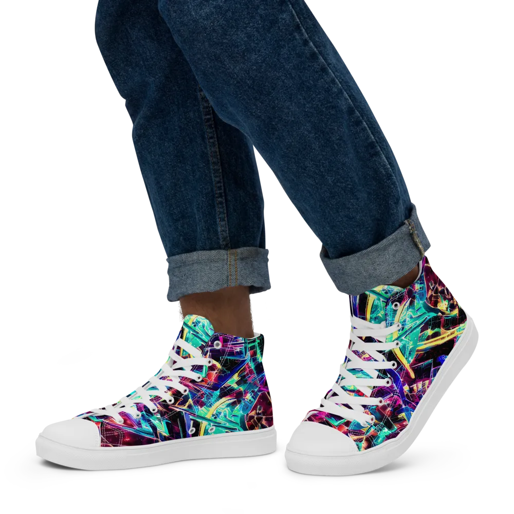 Plasma Pulse on Men's High Top Canvas Shoes — Left