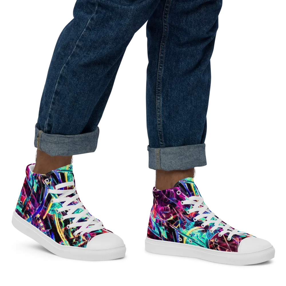 Plasma Pulse on Men's High Top Canvas Shoes — Right