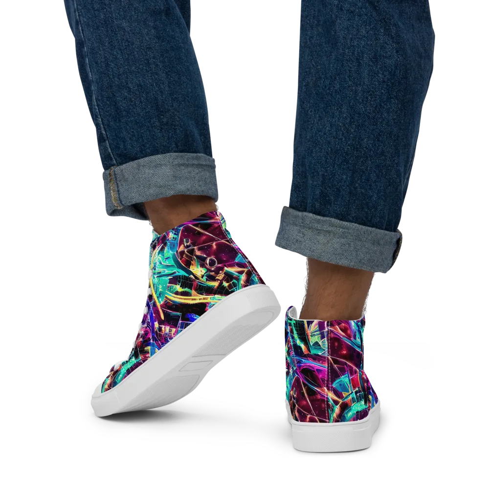 Plasma Pulse on Men's High Top Canvas Shoes — Back