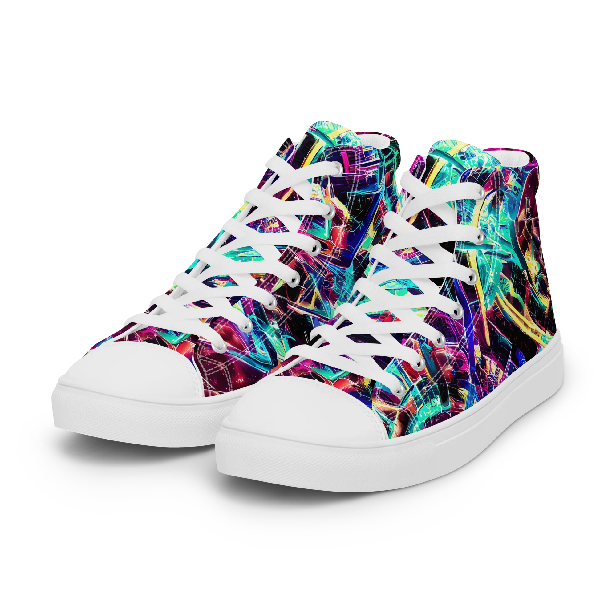 Plasma Pulse on Women's High Top Canvas Shoes — Left Front