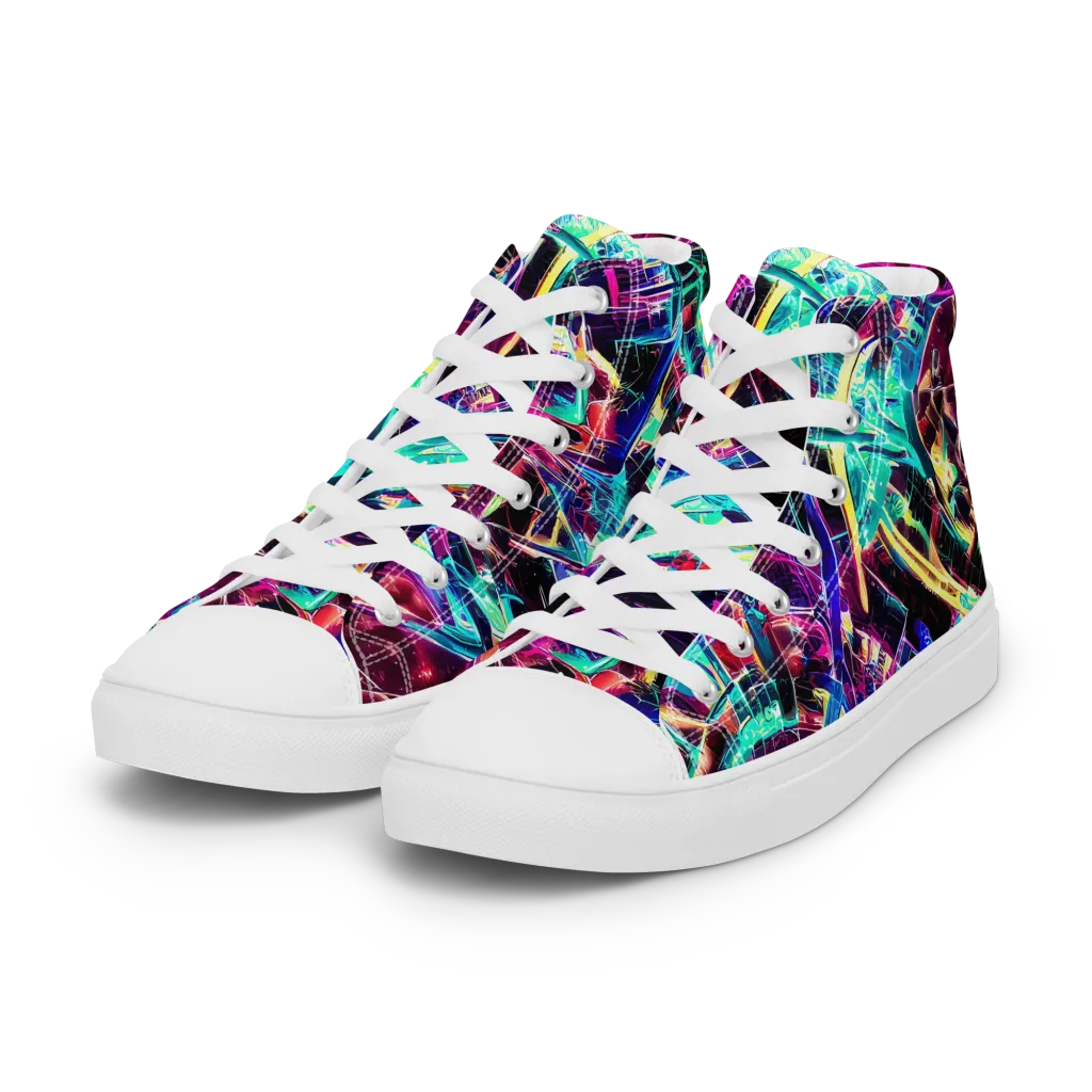 Plasma Pulse on Women's High Top Canvas Shoes — Left Front
