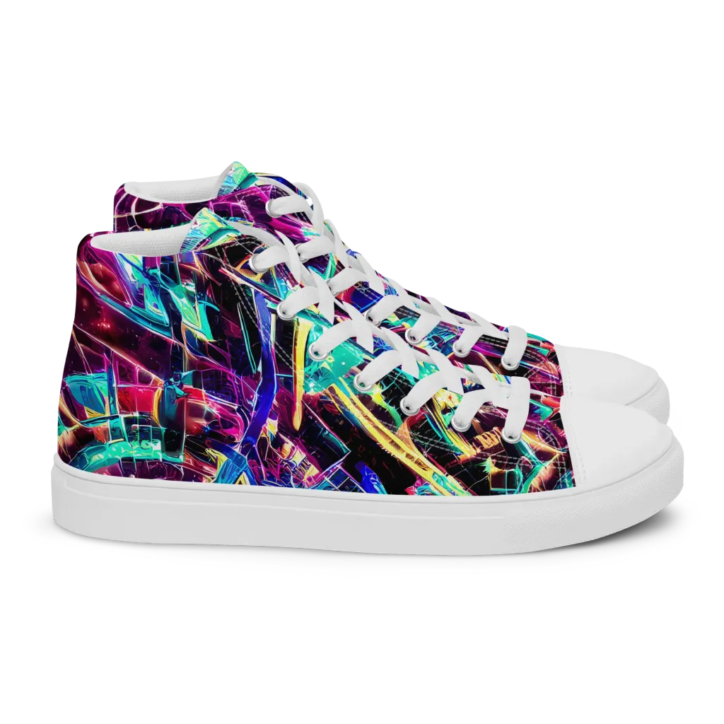 Plasma Pulse on Women's High Top Canvas Shoes — Right