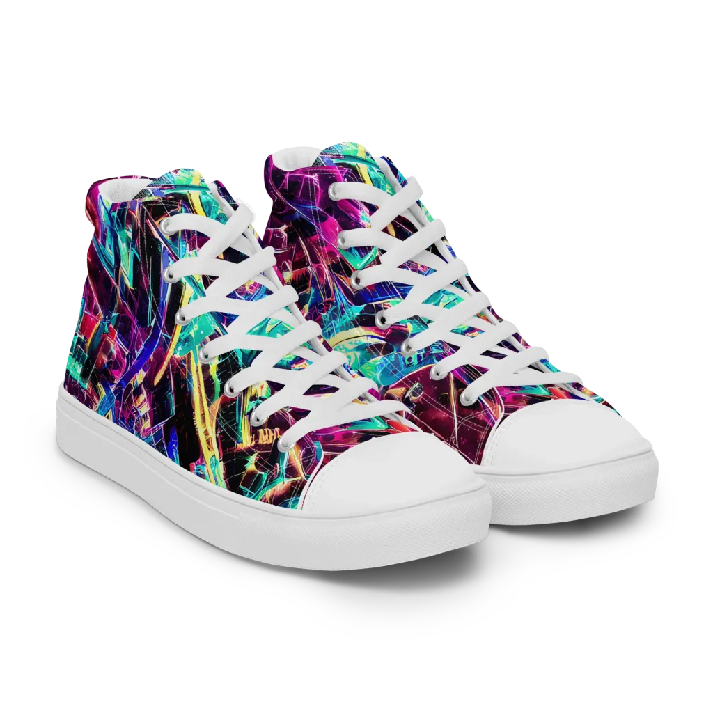 Plasma Pulse on Women's High Top Canvas Shoes — Right Front