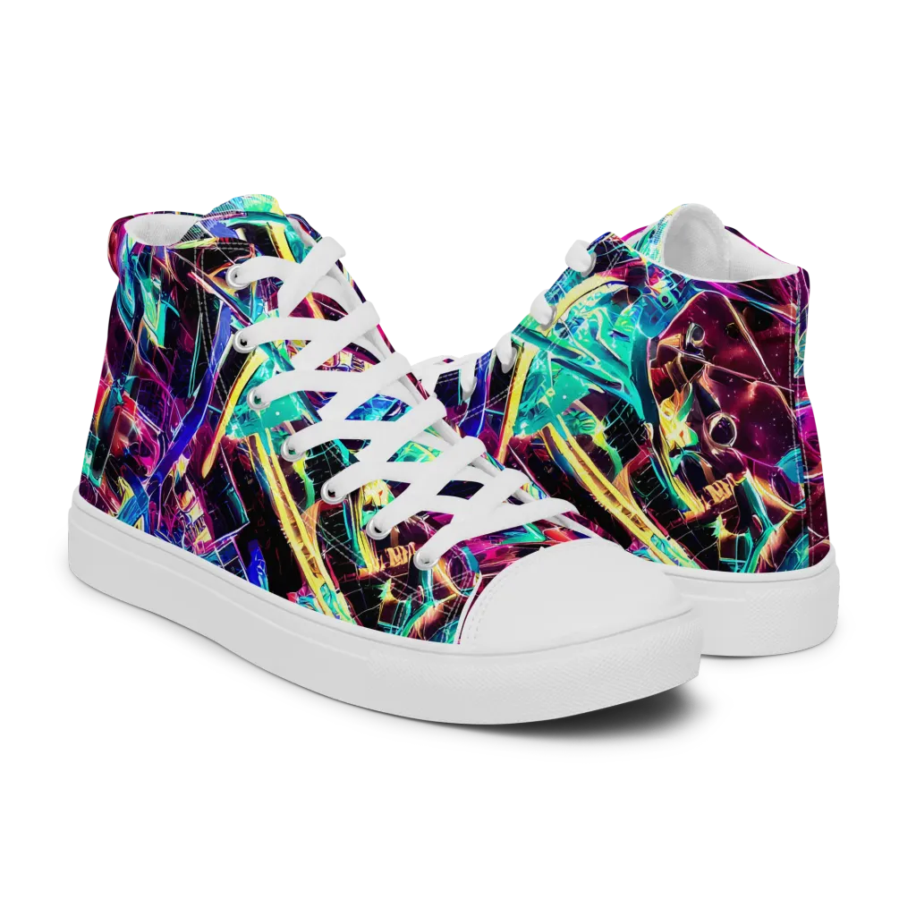 Plasma Pulse on Women's High Top Canvas Shoes — Right