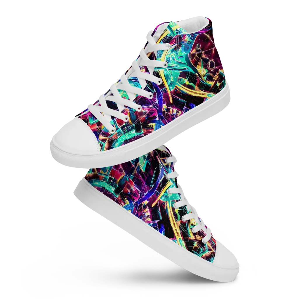 Plasma Pulse on Women's High Top Canvas Shoes — Front