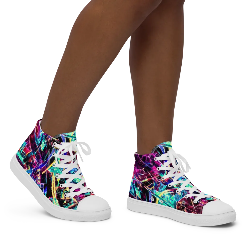 Plasma Pulse on Women's High Top Canvas Shoes — Right
