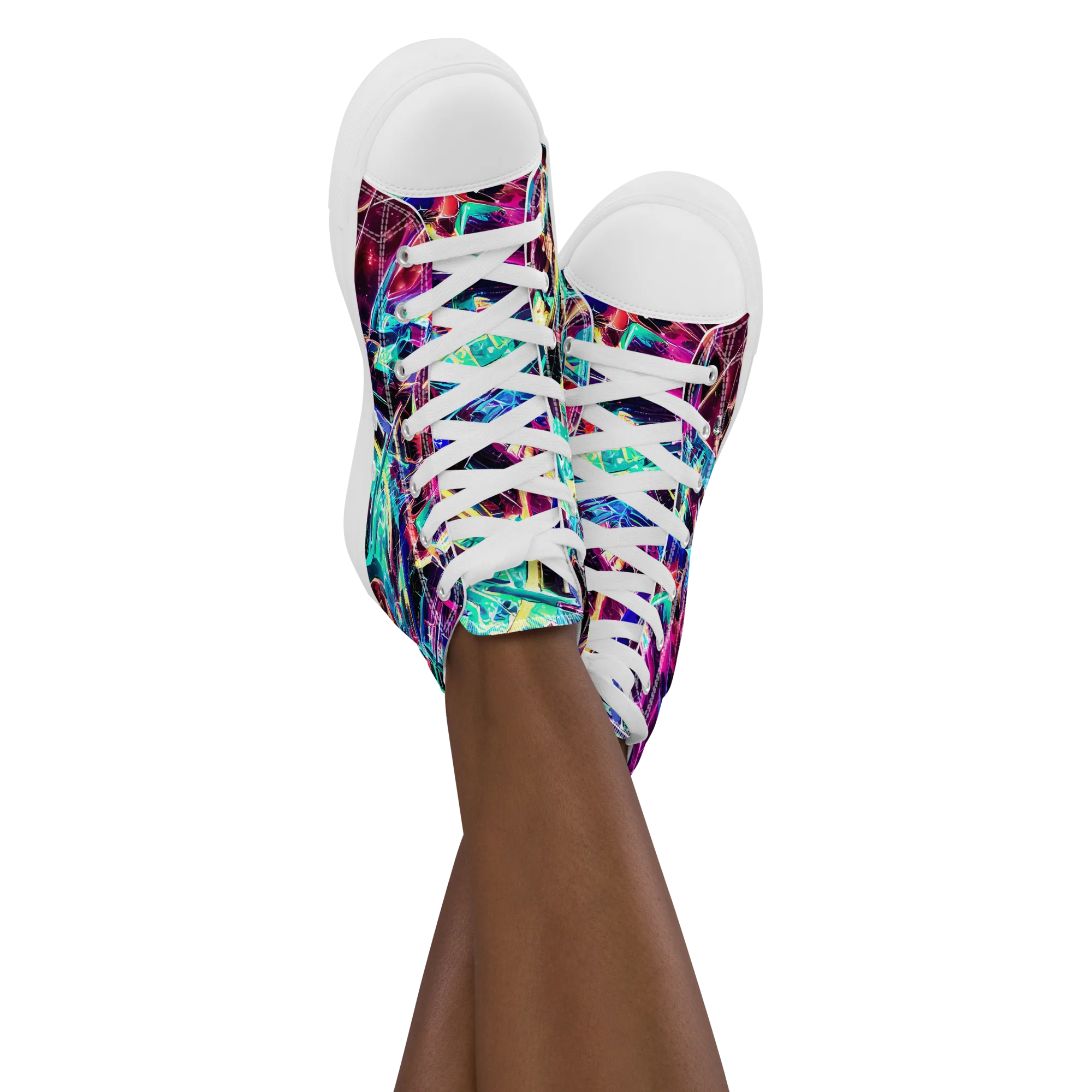 Plasma Pulse on Women's High Top Canvas Shoes — Front