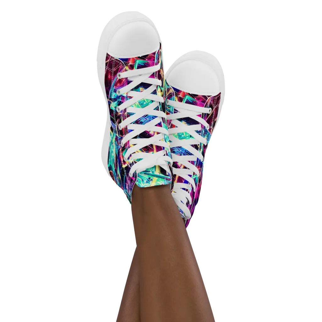 Plasma Pulse on Women's High Top Canvas Shoes — Front