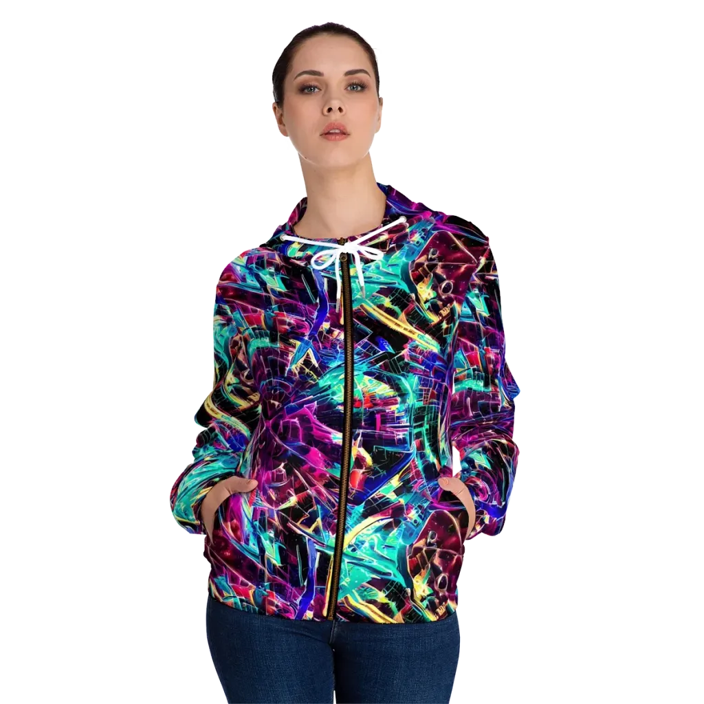 Plasma Pulse on Women's Full-Zip Hoodie — Front On Person
