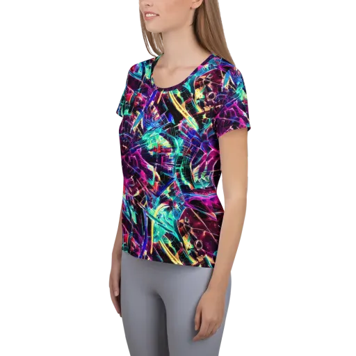Plasma Pulse on a Women's Athletic T-Shirt