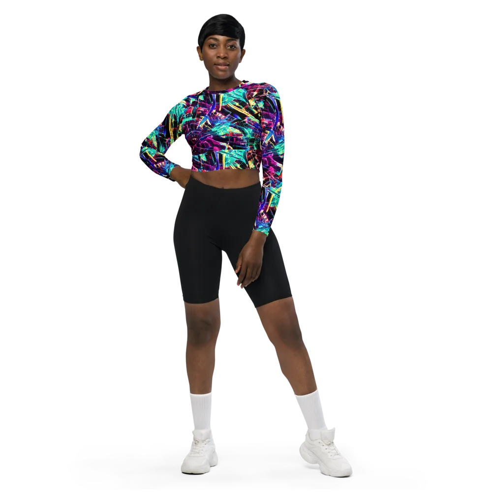 Plasma Pulse on Long Sleeve Crop Top — Front