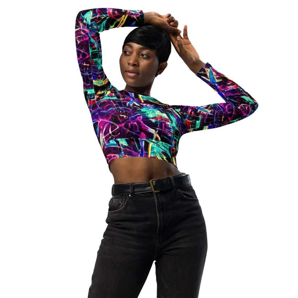 Plasma Pulse on Long Sleeve Crop Top — Front