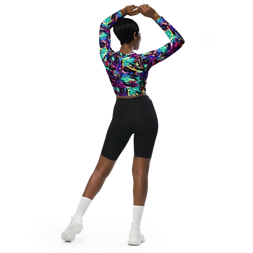 Plasma Pulse on Long Sleeve Crop Top — Back
