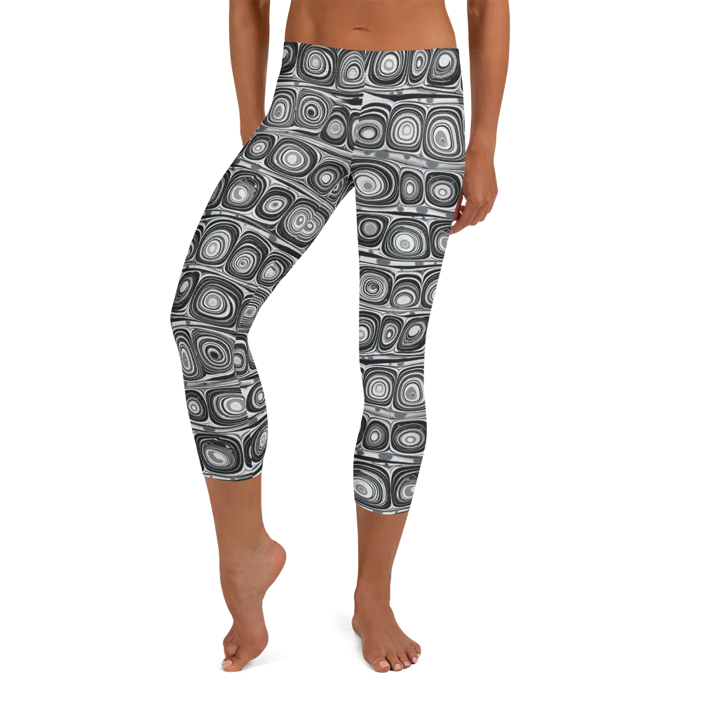 Monochrome Strata on Capri Leggings — Front