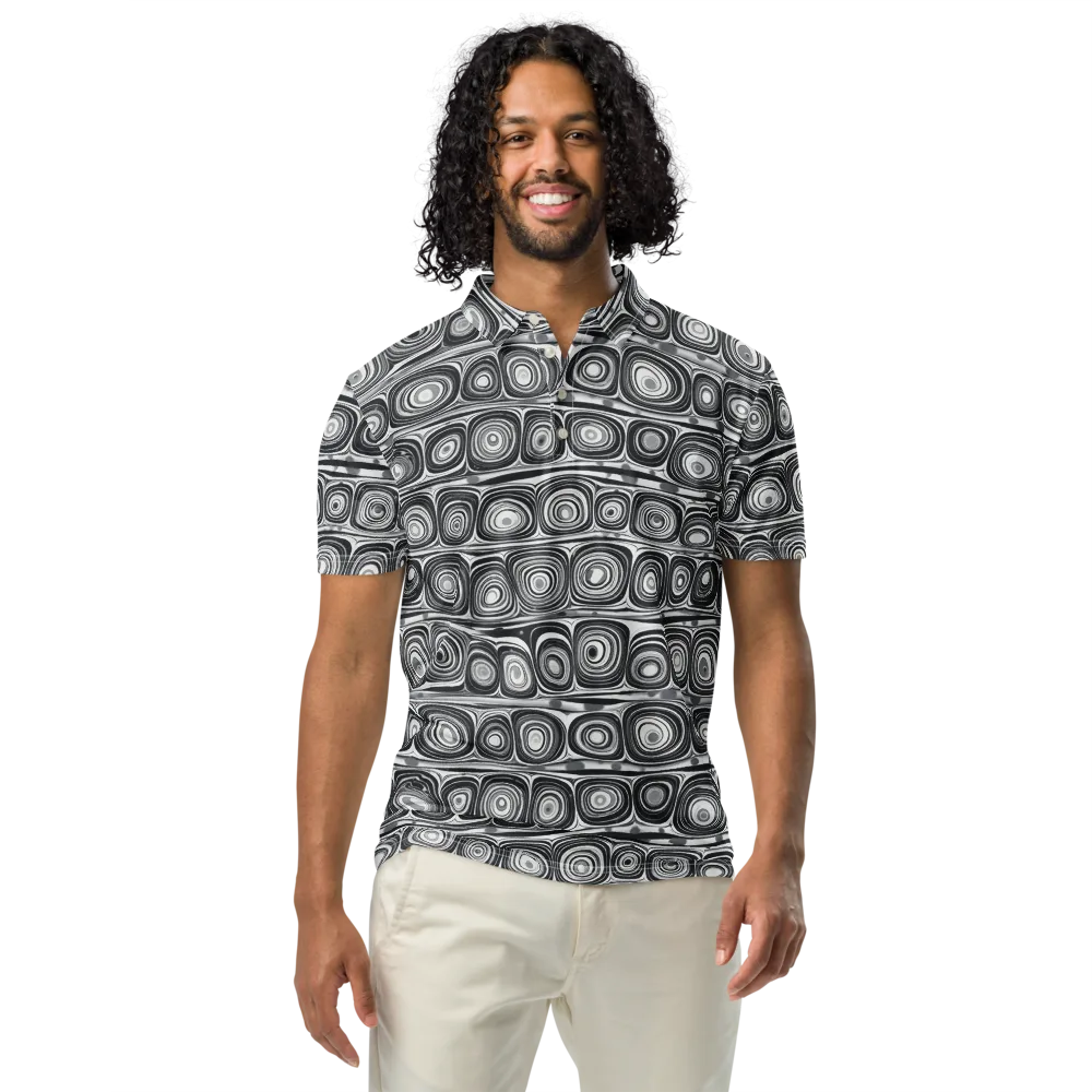 Monochrome Strata on Men's Slim Fit Polo Shirt — Front