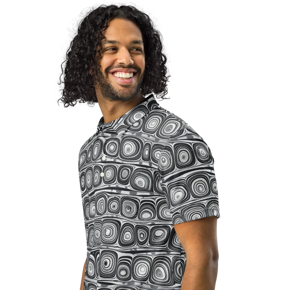 Monochrome Strata on Men's Slim Fit Polo Shirt — Left Front