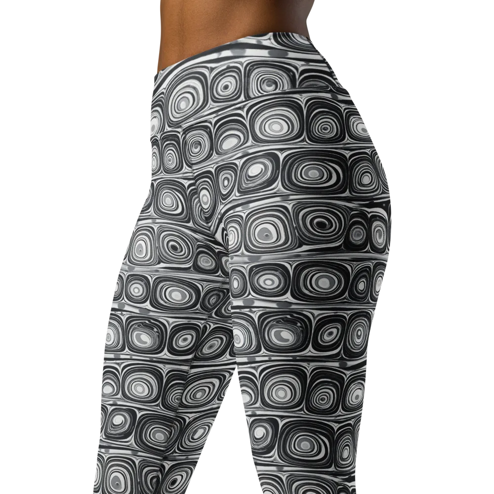 Monochrome Strata on Yoga Leggings — Left Front