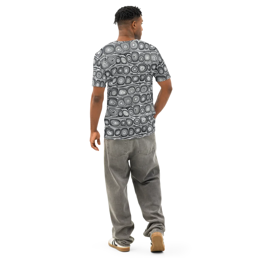 Monochrome Strata on Men's Cotton Crew Neck T-Shirt — Back
