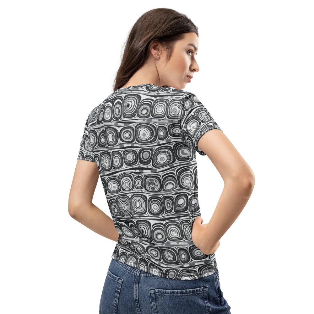 Monochrome Strata on Women's Crew Neck T-Shirt — Back