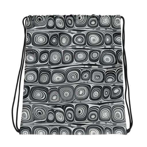 Monochrome Strata on a Drawstring Bag