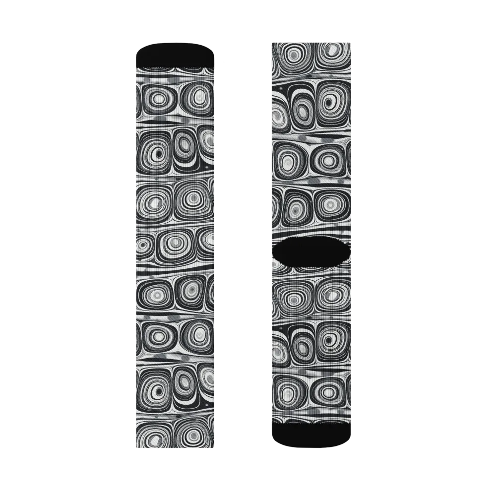 Monochrome Strata on Socks — Left Sock