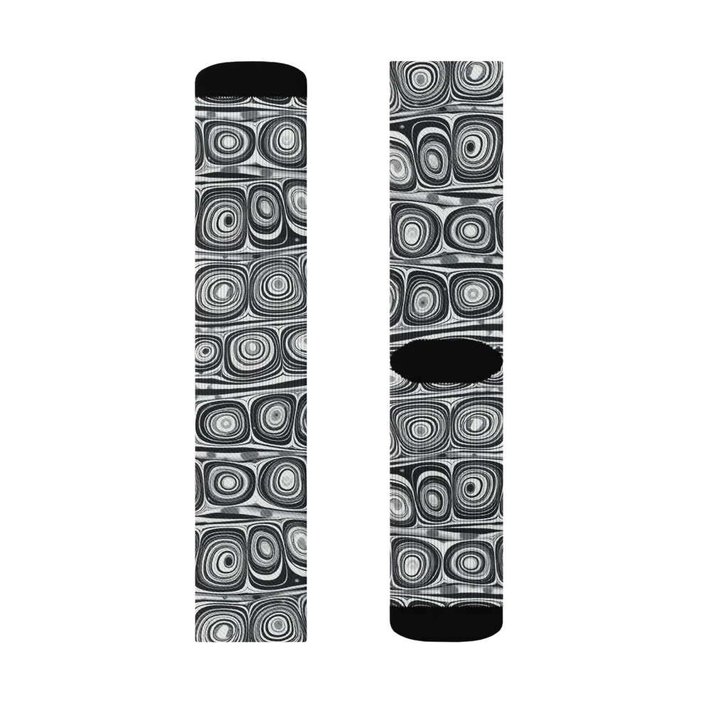 Monochrome Strata on Socks — Right Sock