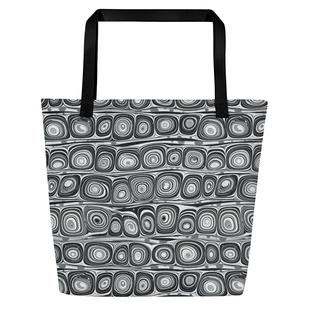 Monochrome Strata on Large Tote Bag W/ Pocket — Front