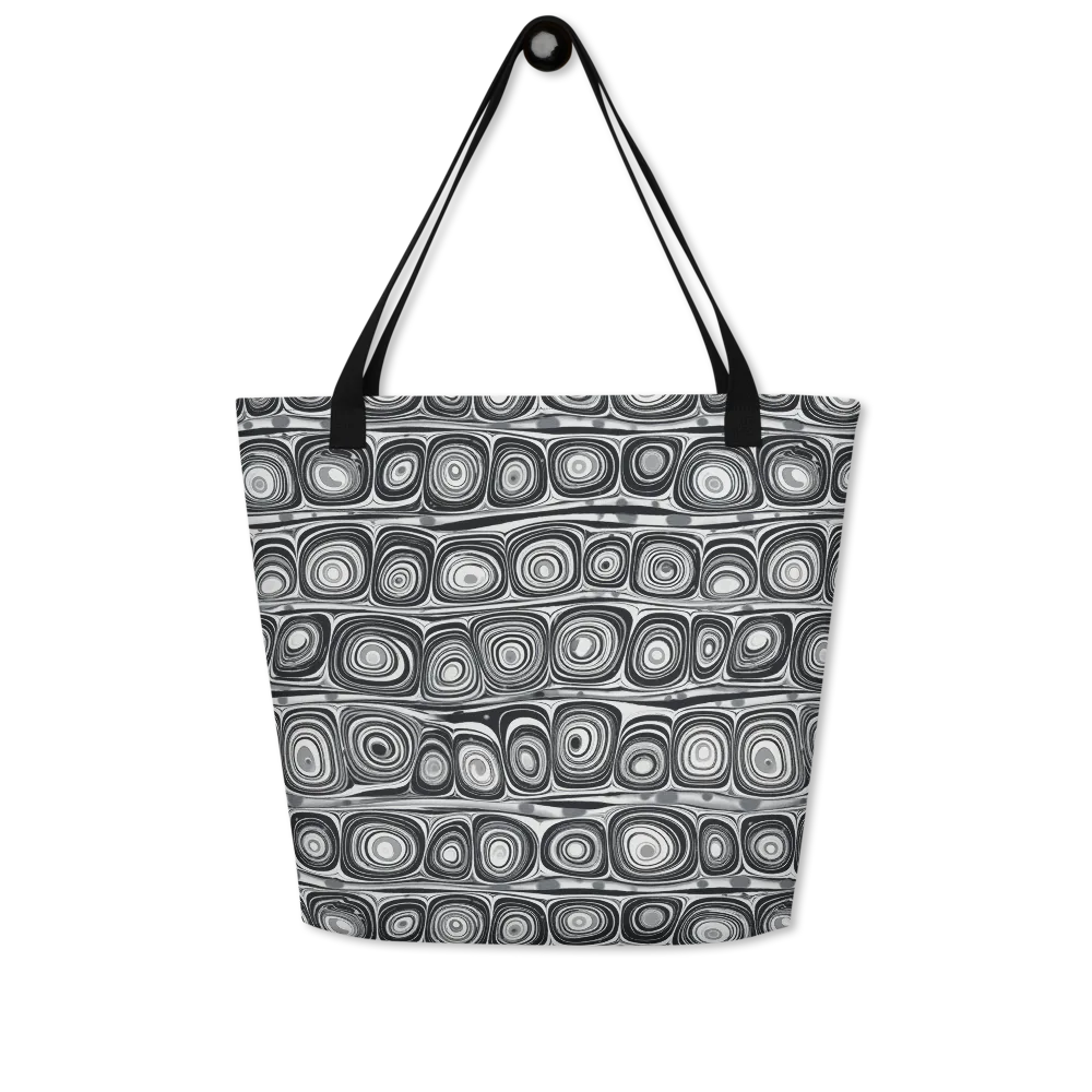 Monochrome Strata on Large Tote Bag W/ Pocket — Front