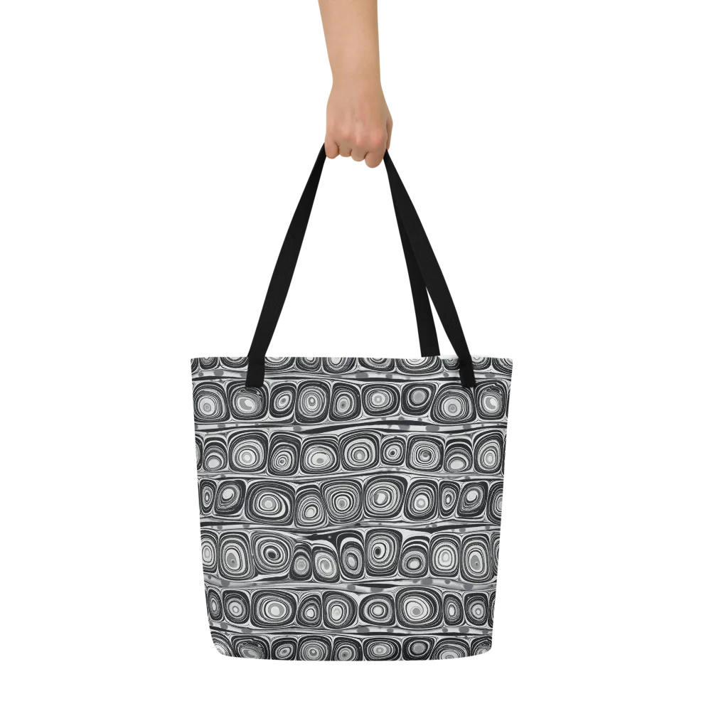 Monochrome Strata on Large Tote Bag W/ Pocket — Front