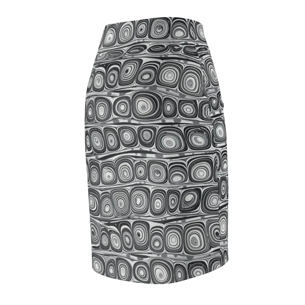 Monochrome Strata on Pencil Skirt — Back Side