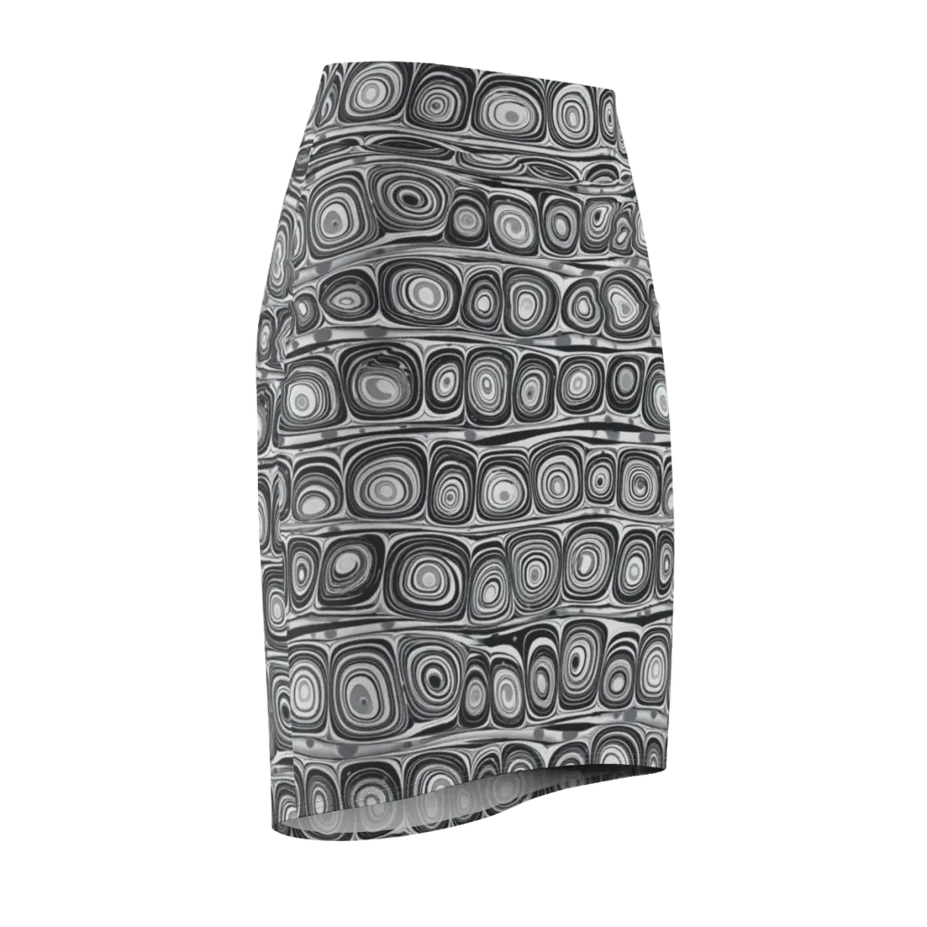Monochrome Strata on Pencil Skirt — Front Side
