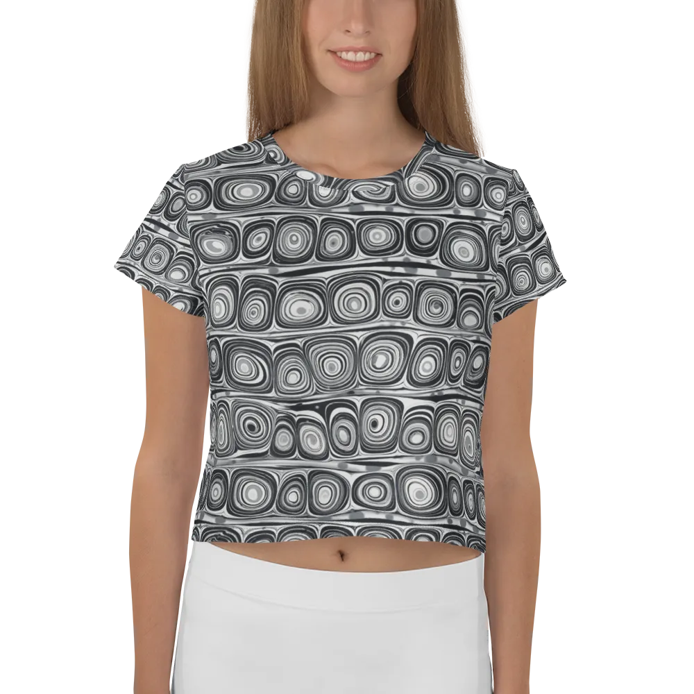 Monochrome Strata on Crop Tee — Front