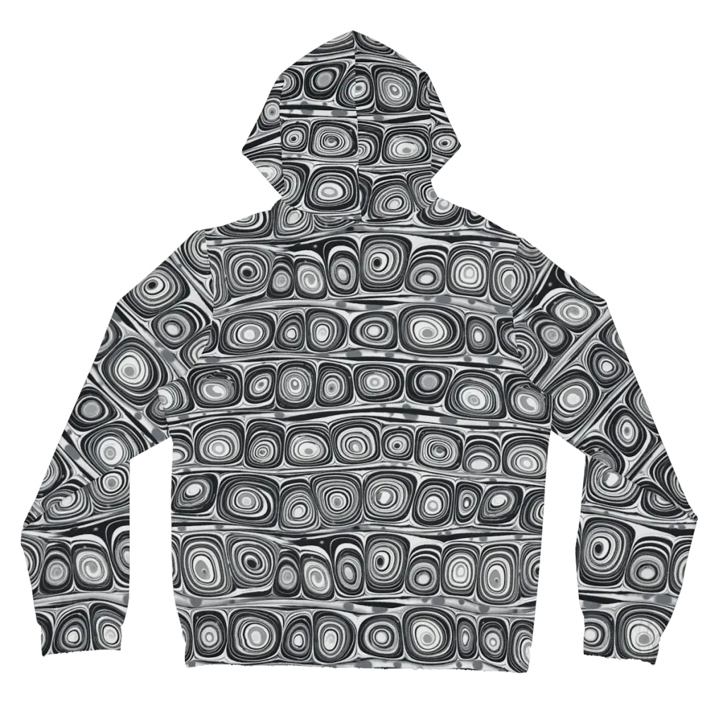 Monochrome Strata on Women's Full-Zip Hoodie — Back
