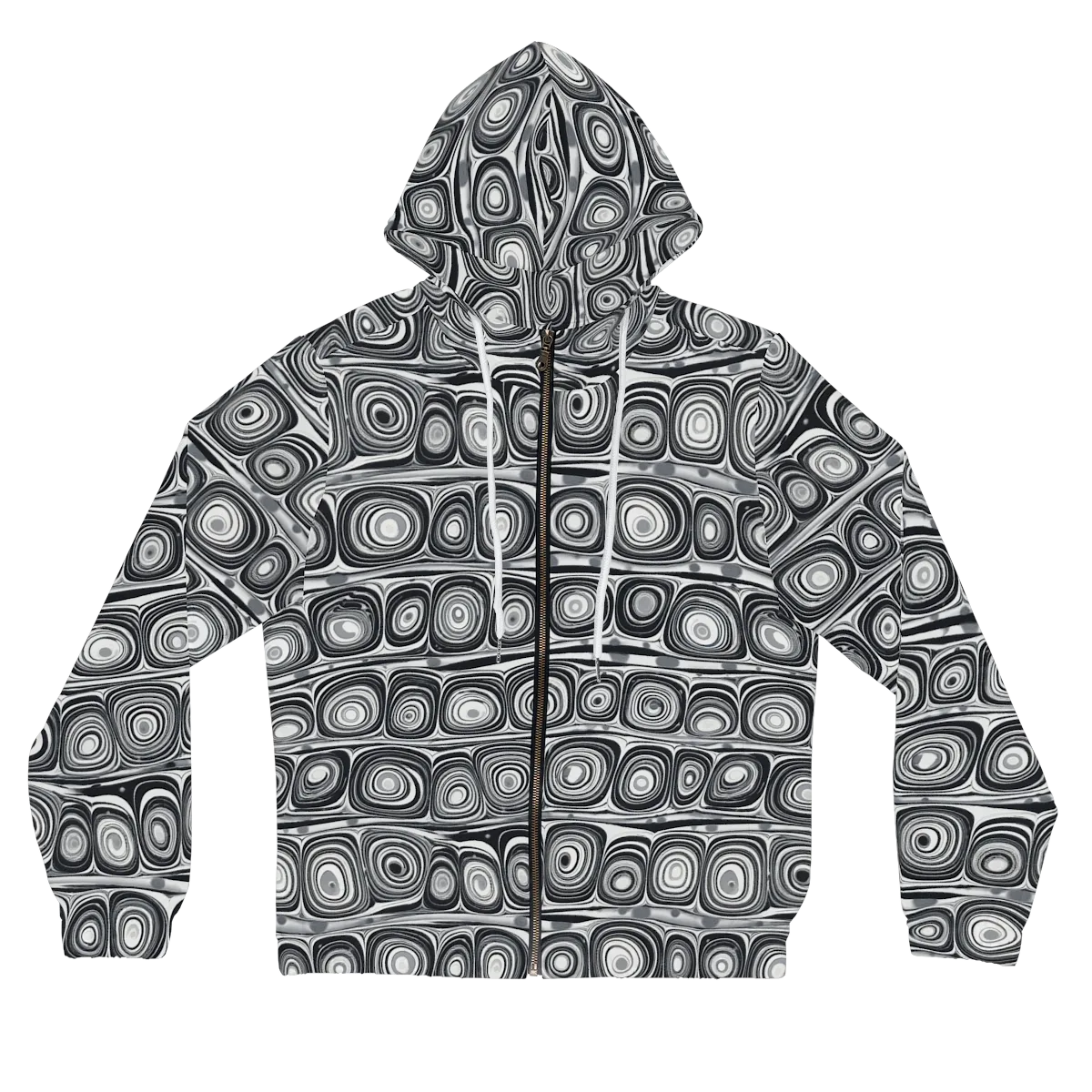 Monochrome Strata on Women's Full-Zip Hoodie — Front